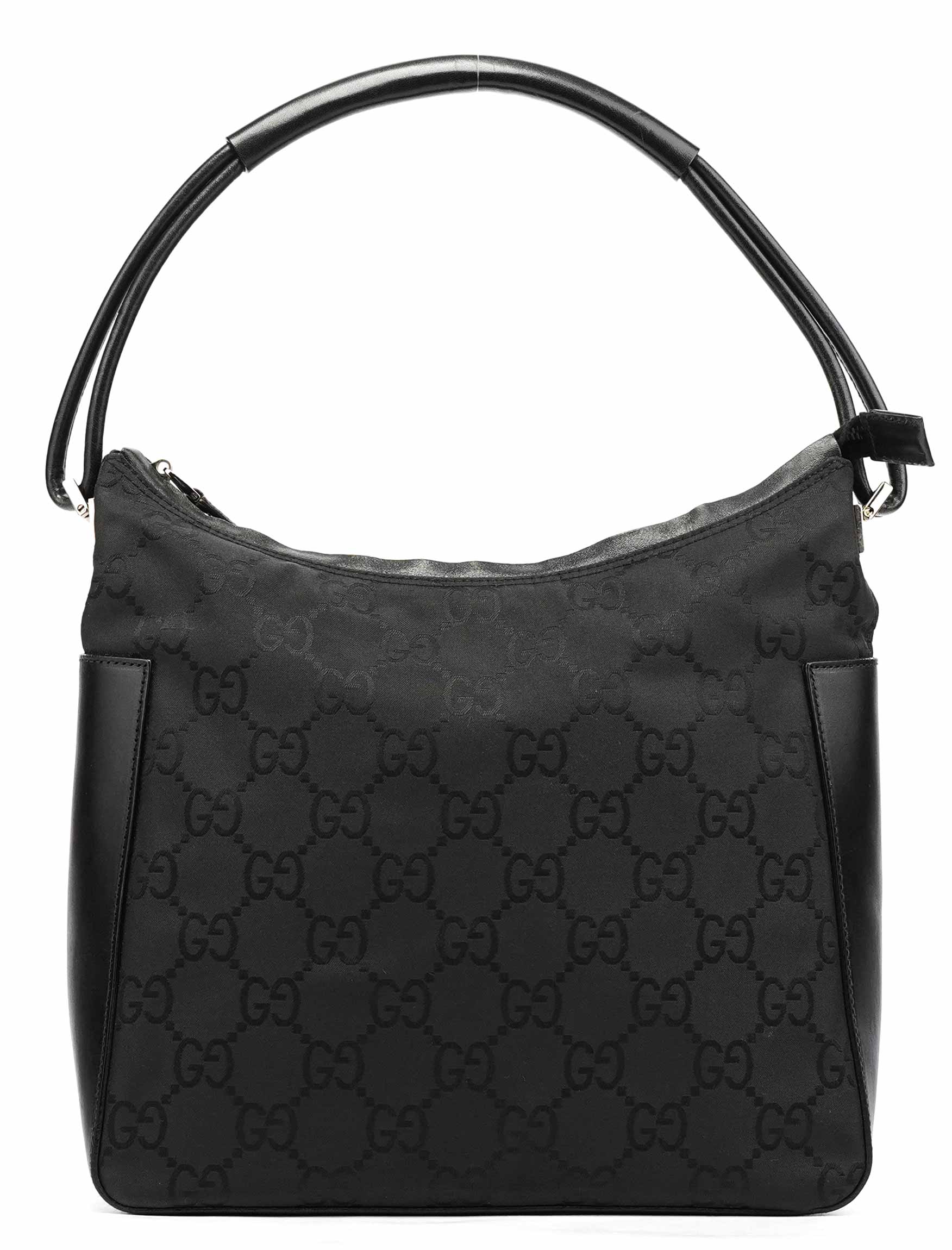 001 3766 Black GG Hobo Shoulder Bag