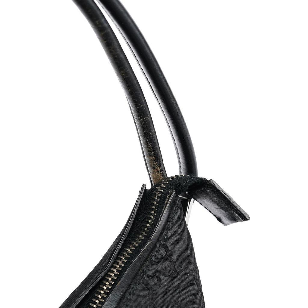 001 3766 Black GG Leather Shoulder Bag
