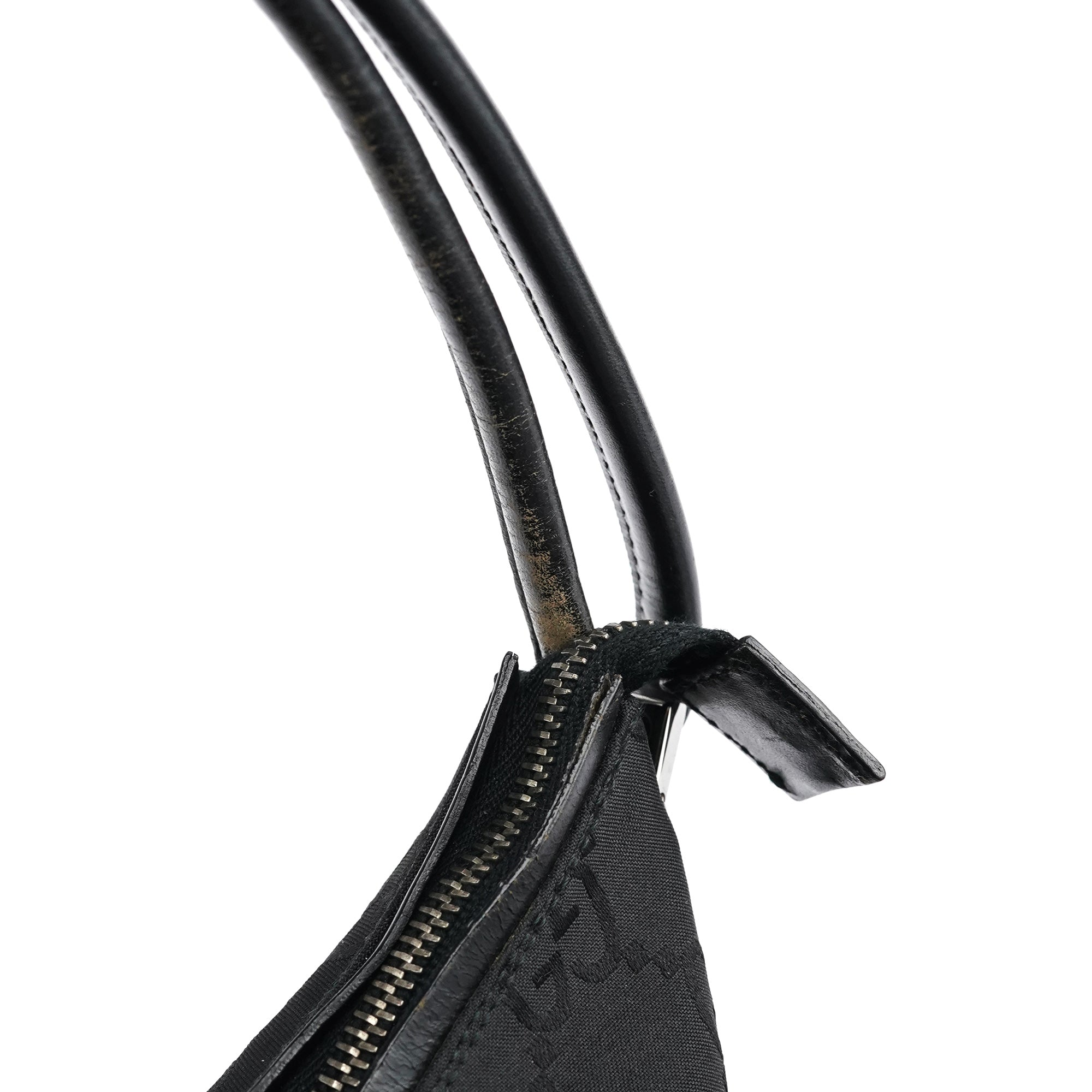 001 3766 Black GG Leather Shoulder Bag