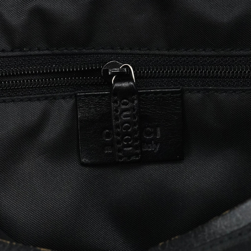 001 3766 Black GG Leather Shoulder Bag