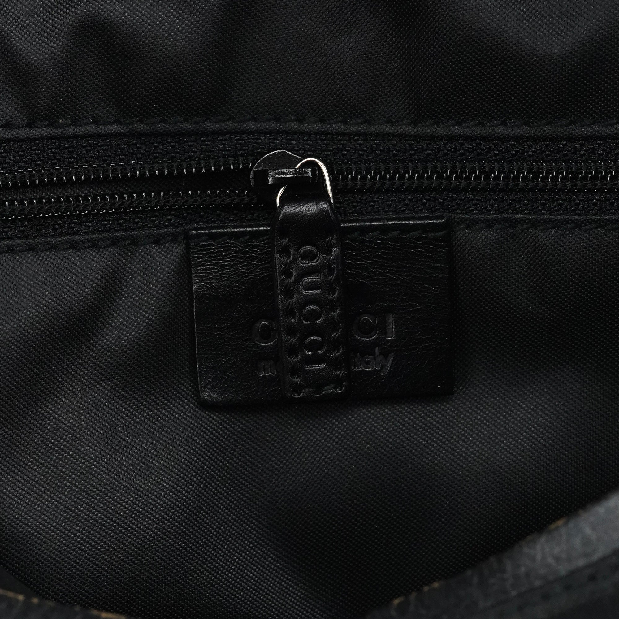 001 3766 Black GG Leather Shoulder Bag