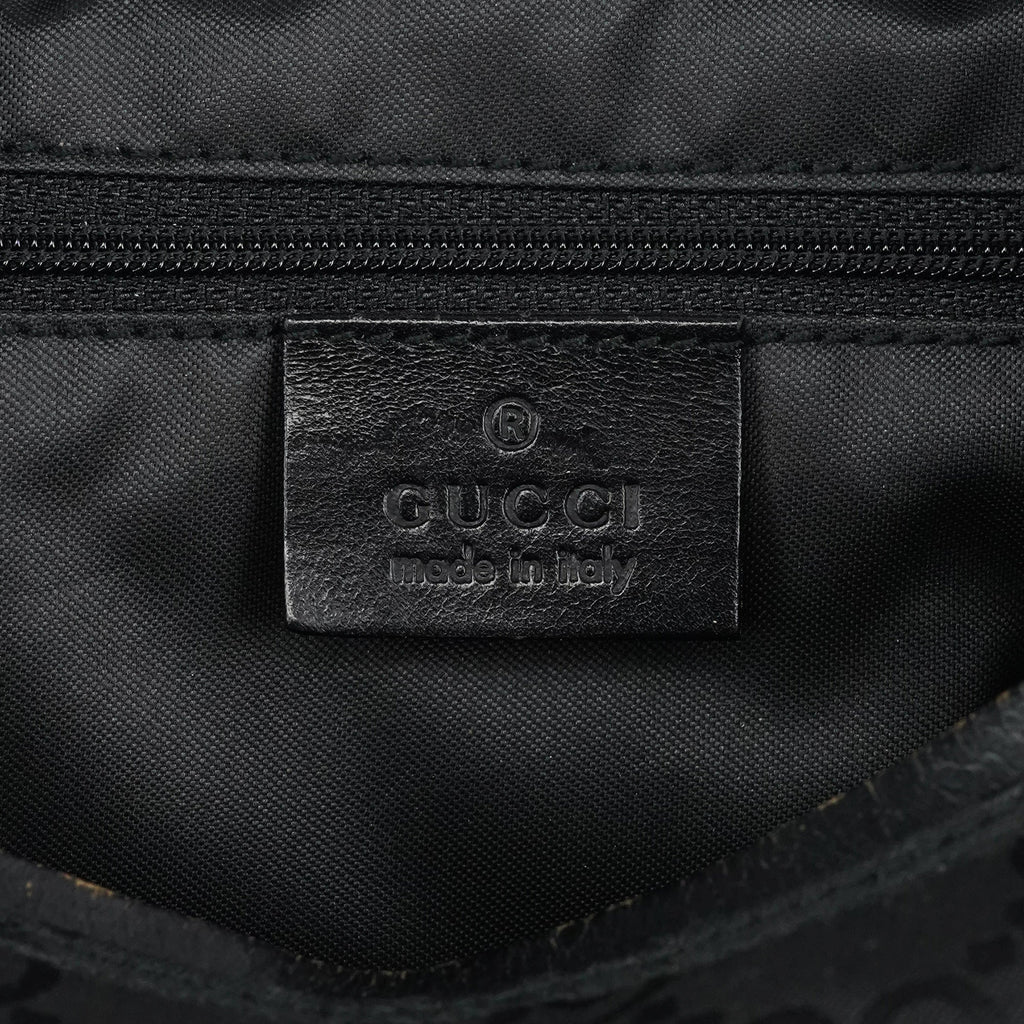 001 3766 Black GG Leather Shoulder Bag