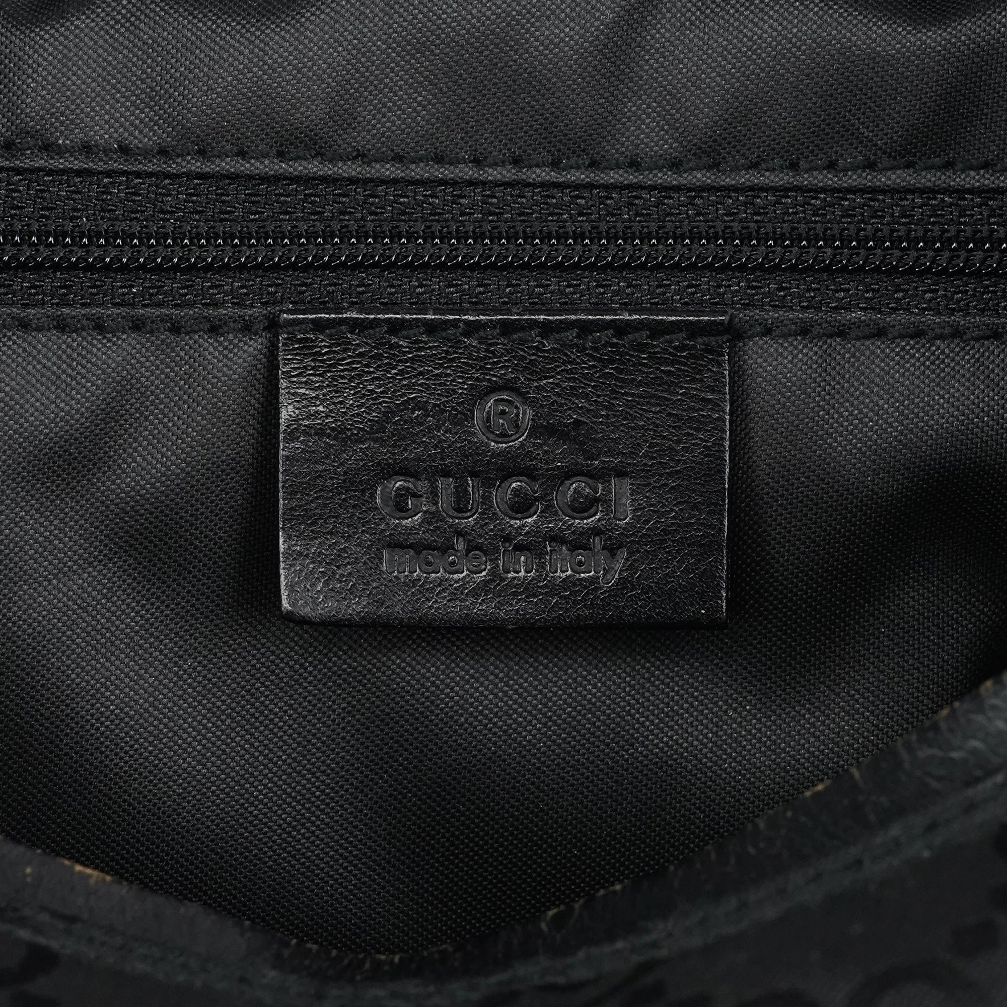 001 3766 Black GG Leather Shoulder Bag