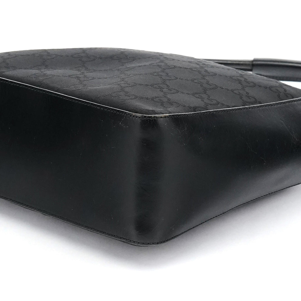 001 3766 Black GG Leather Shoulder Bag