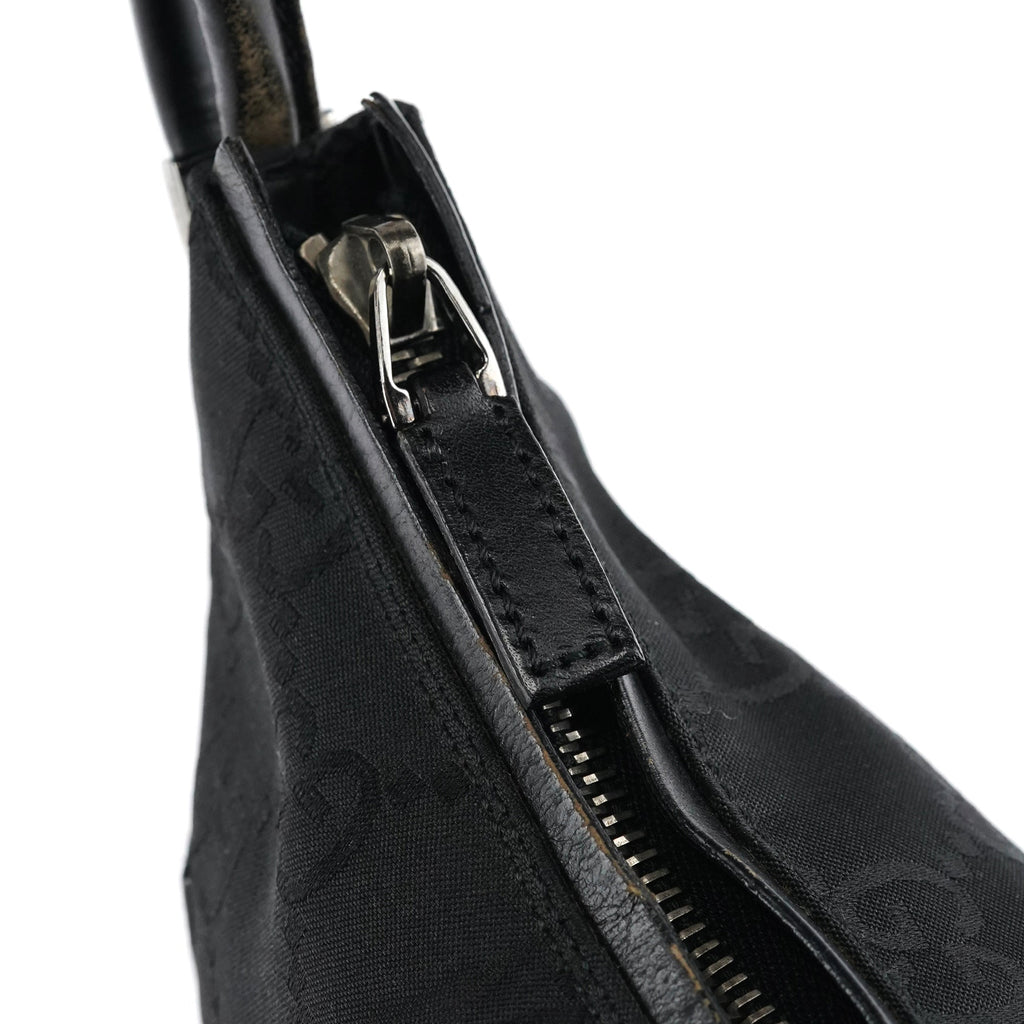 001 3766 Black GG Leather Shoulder Bag