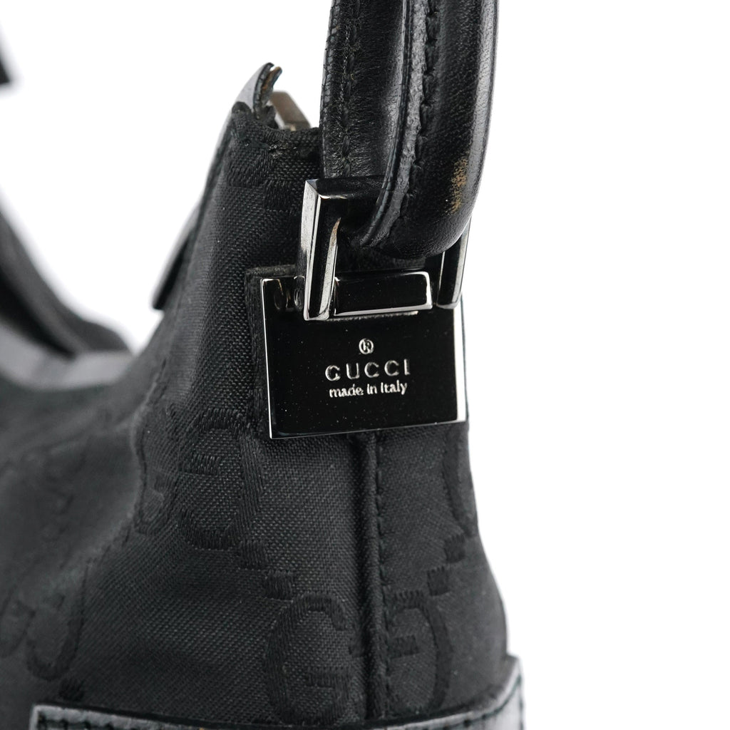 001 3766 Black GG Leather Shoulder Bag