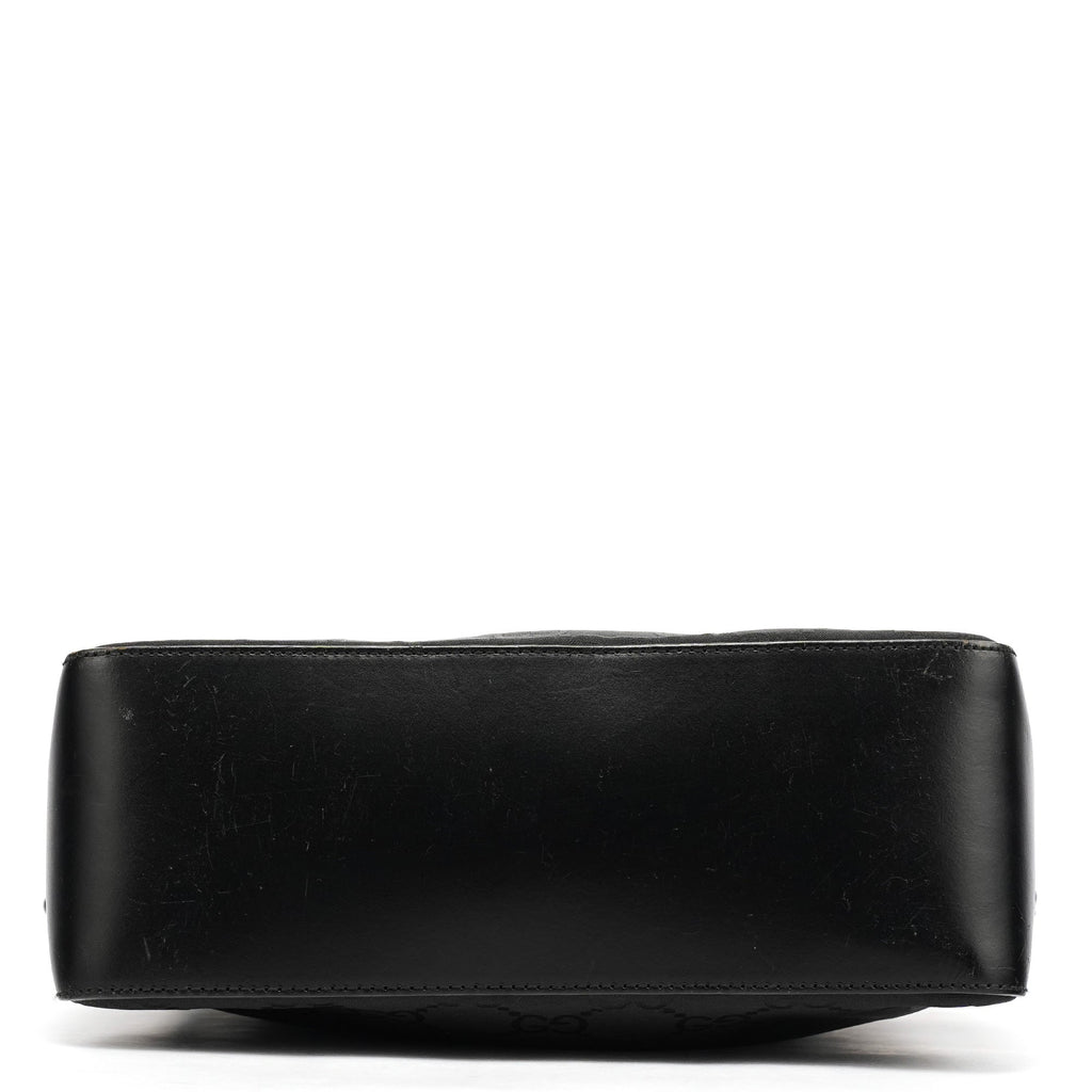 001 3766 Black GG Leather Shoulder Bag