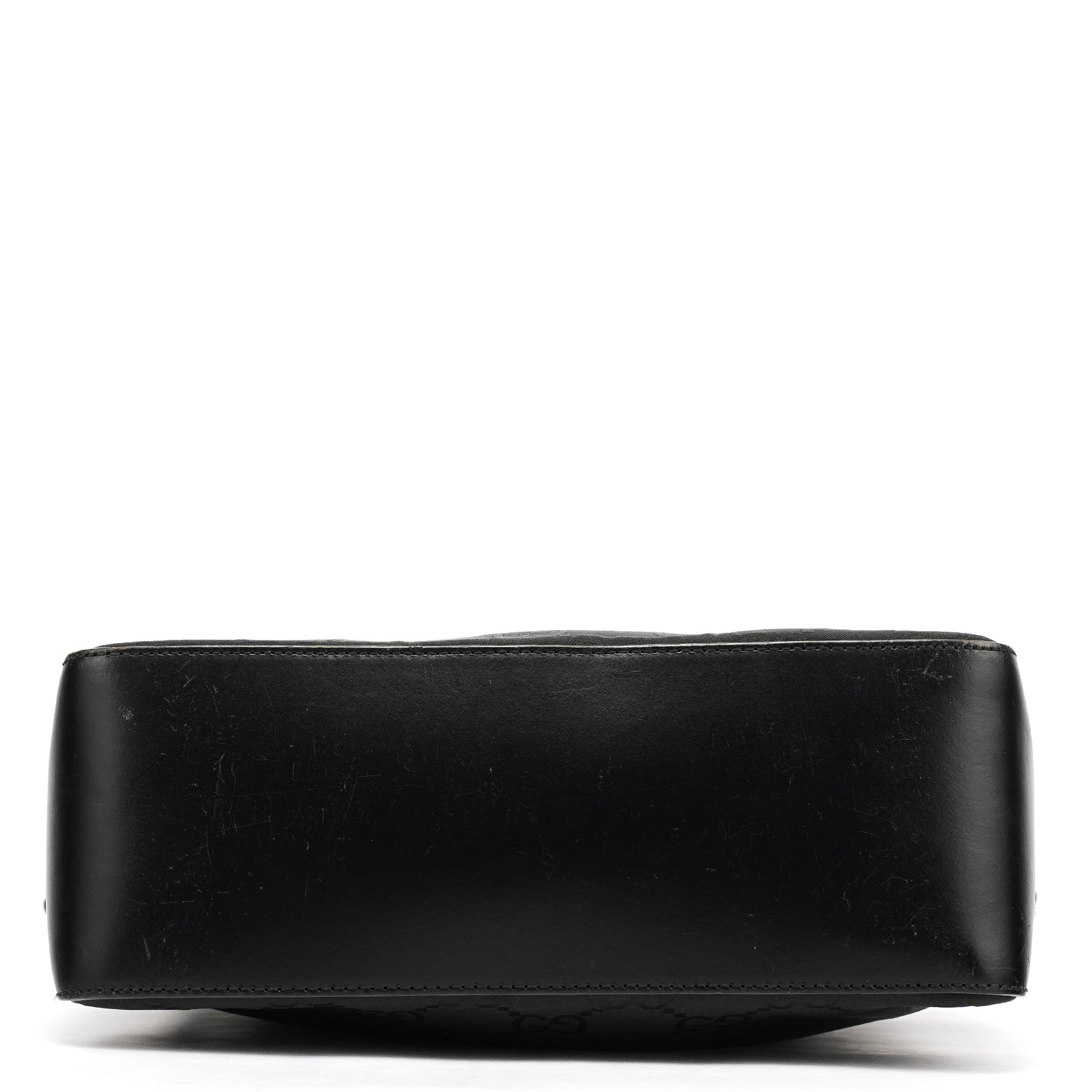 001 3766 Black GG Leather Shoulder Bag