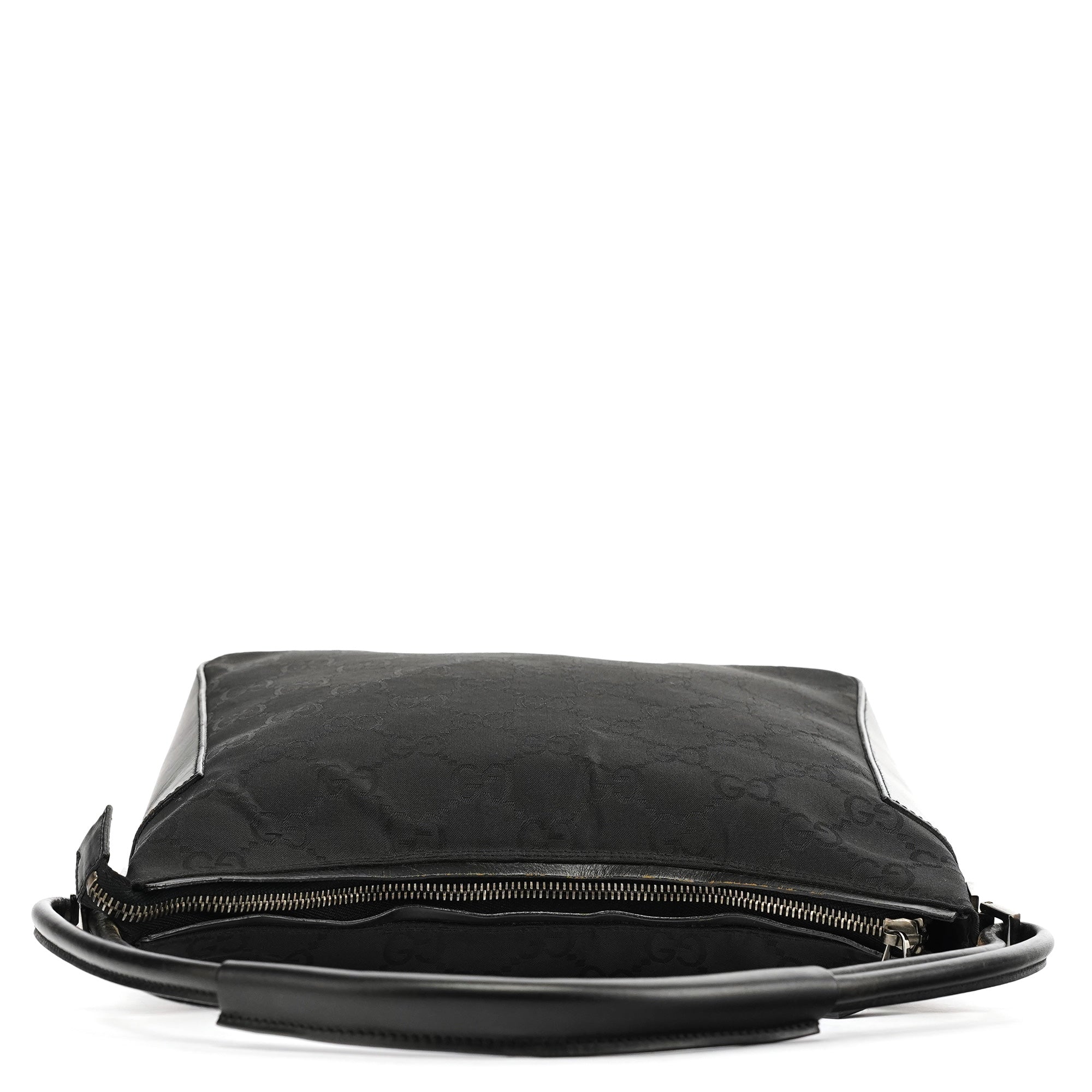 001 3766 Black GG Leather Shoulder Bag