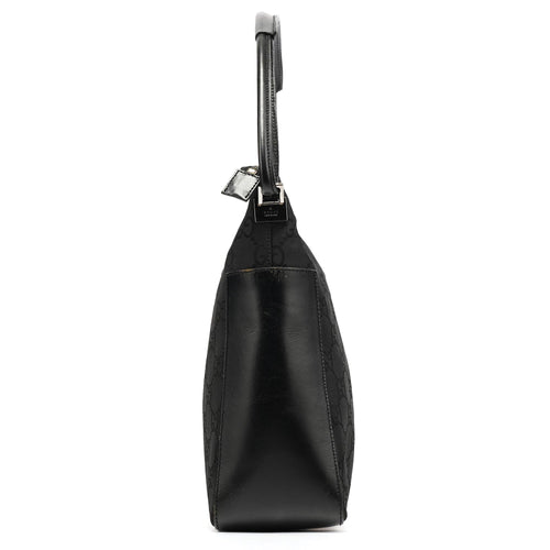 001 3766 Black GG Leather Shoulder Bag