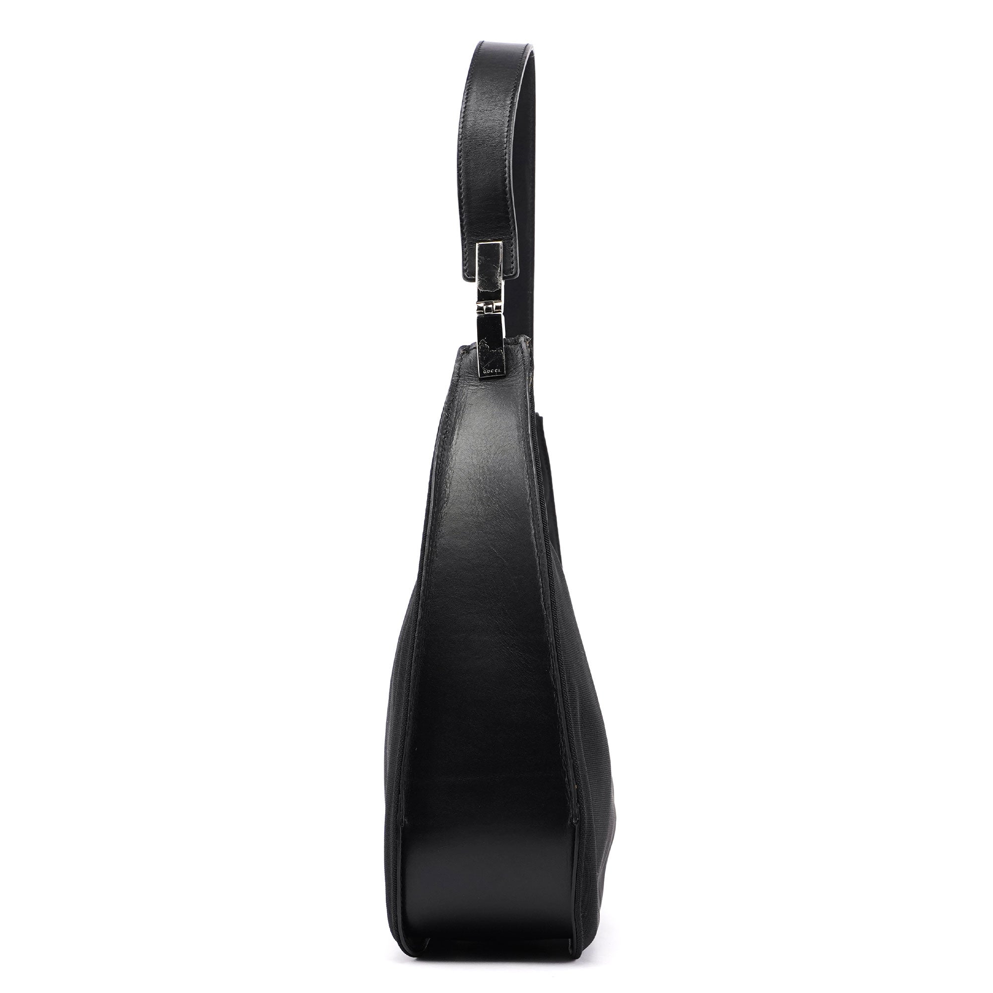 001 3767 Black Canvas Hobo Shoulder Bag