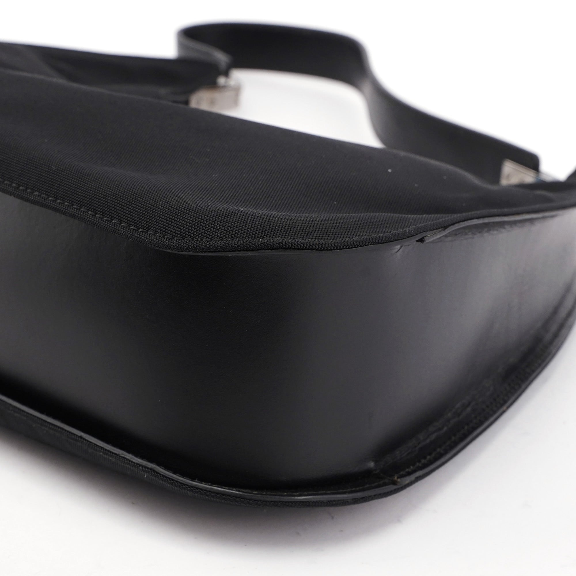 001 3767 Black Canvas Hobo Shoulder Bag