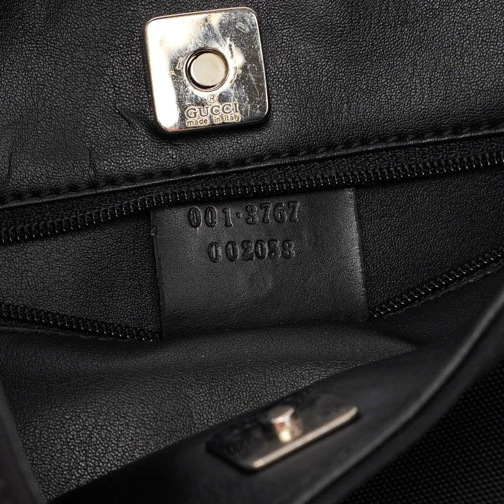 001 3767 Black Canvas Hobo Shoulder Bag