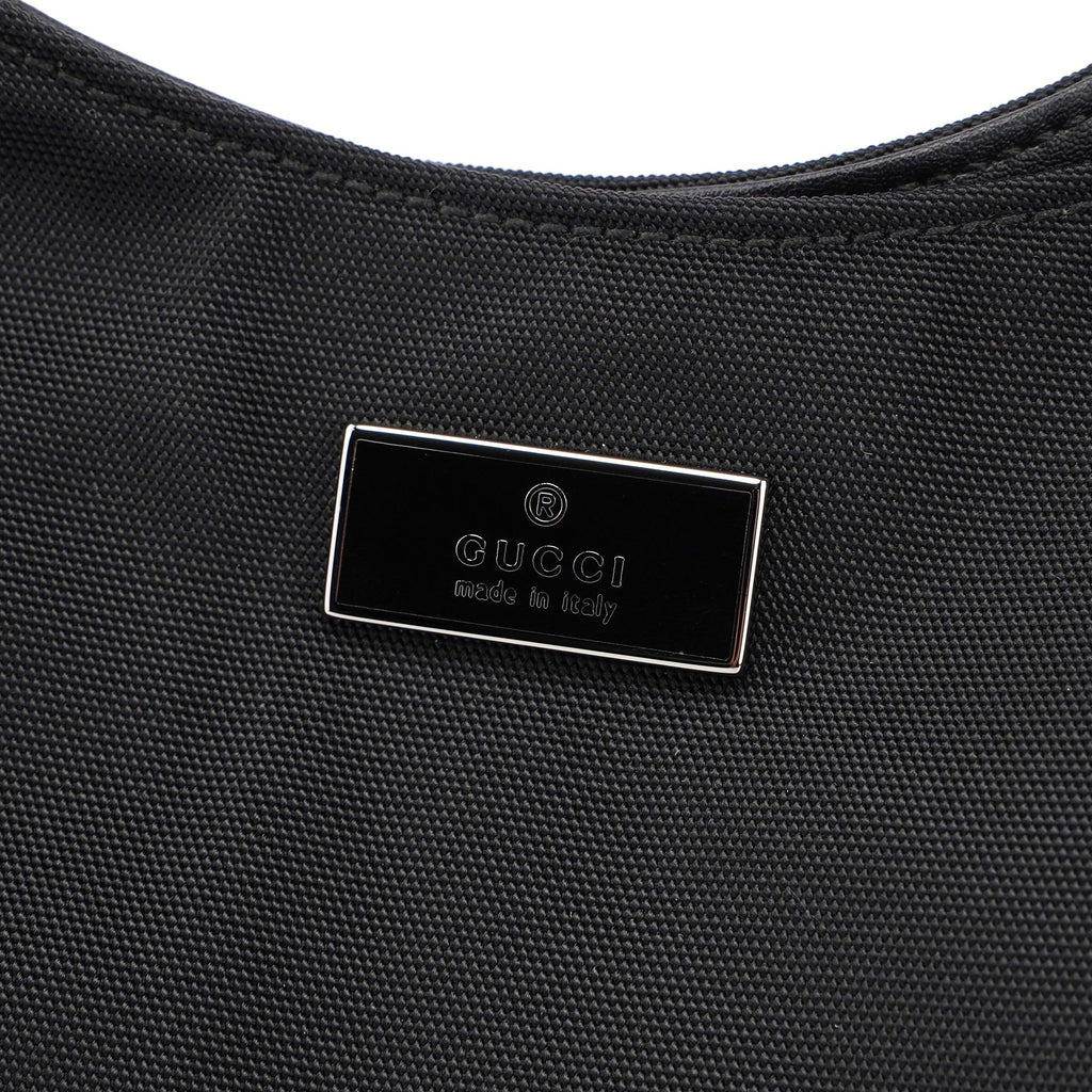 001 3767 Black Canvas Hobo Shoulder Bag