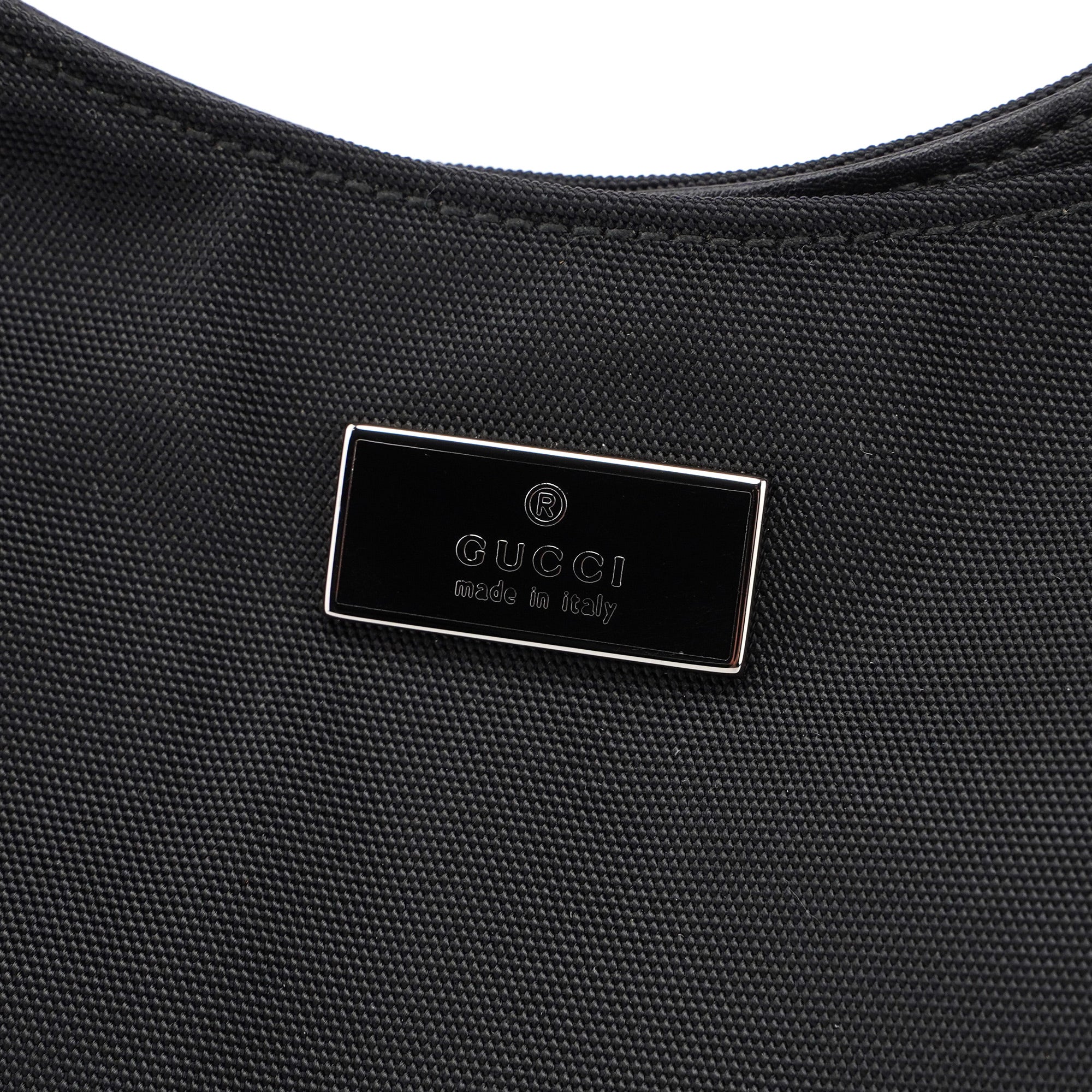 001 3767 Black Canvas Hobo Shoulder Bag