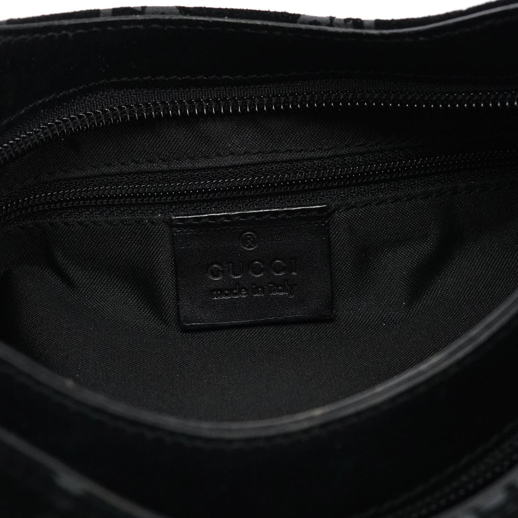 001 3778 Black GG Suede Shoulder Bag