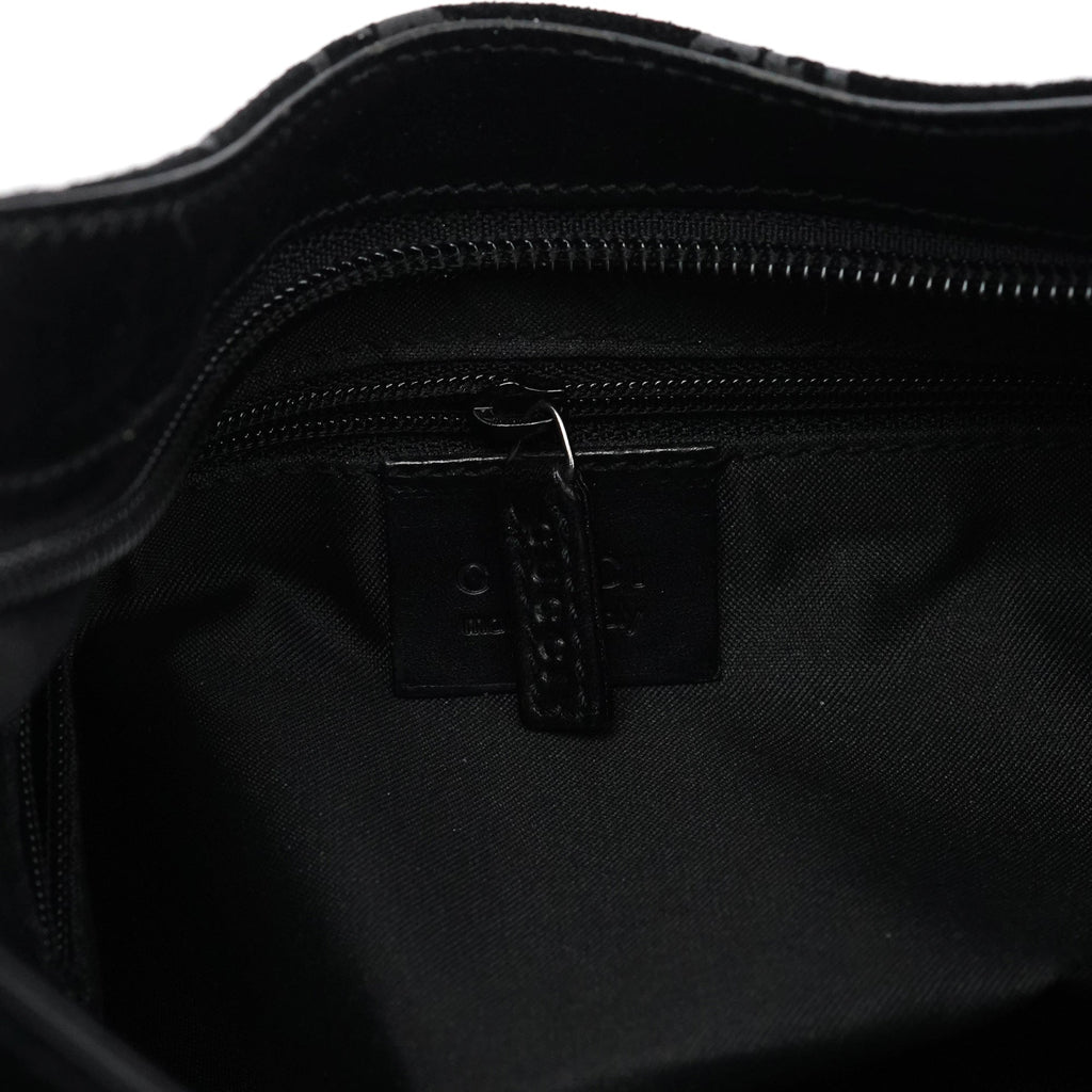 001 3778 Black GG Suede Shoulder Bag
