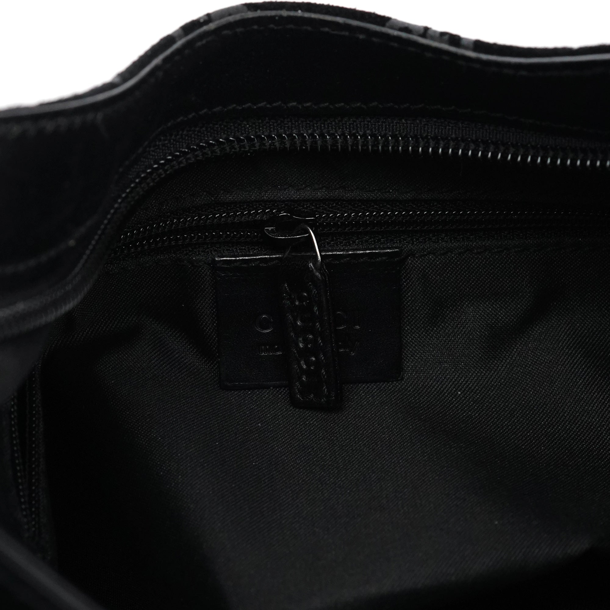 001 3778 Black GG Suede Shoulder Bag