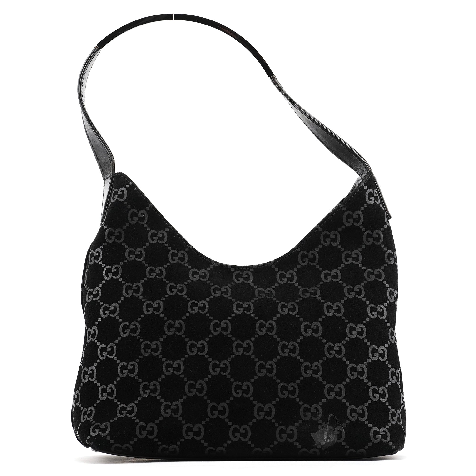 001 3778 Black GG Suede Shoulder Bag