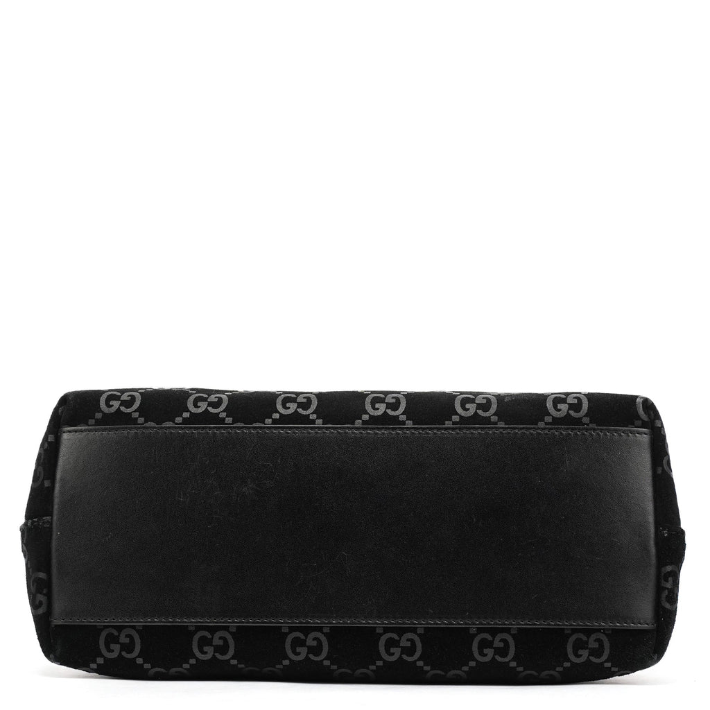 001 3778 Black GG Suede Shoulder Bag