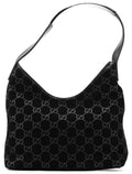 001 3778 Black GG Suede Shoulder Bag