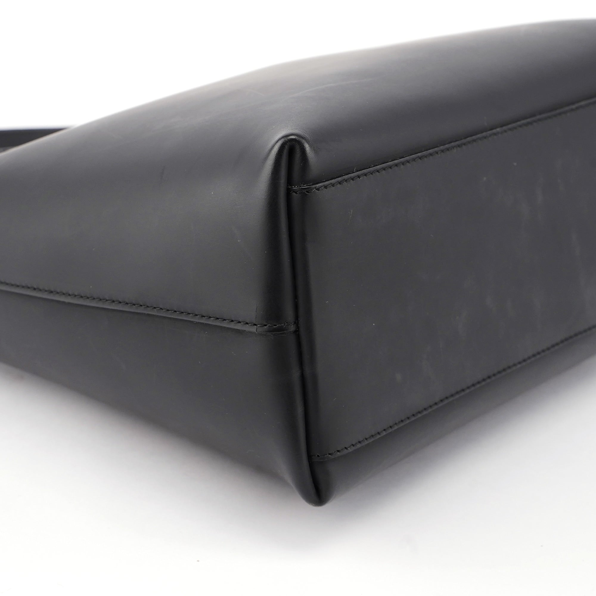 001 3778 Black Leather Hobo Shoulder Bag