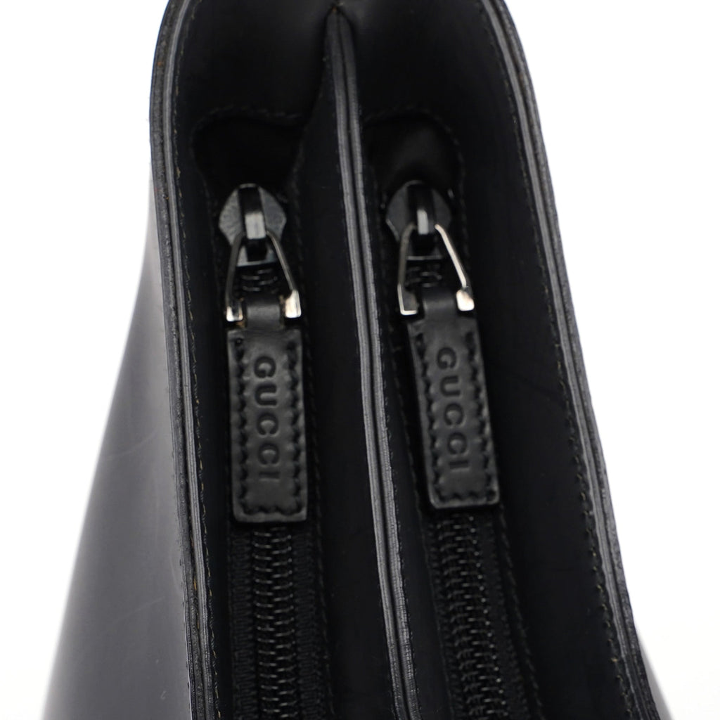 001 3778 Black Leather Hobo Shoulder Bag