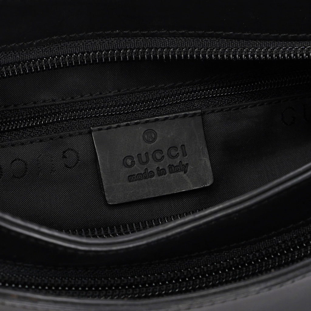 001 3778 Black Leather Hobo Shoulder Bag