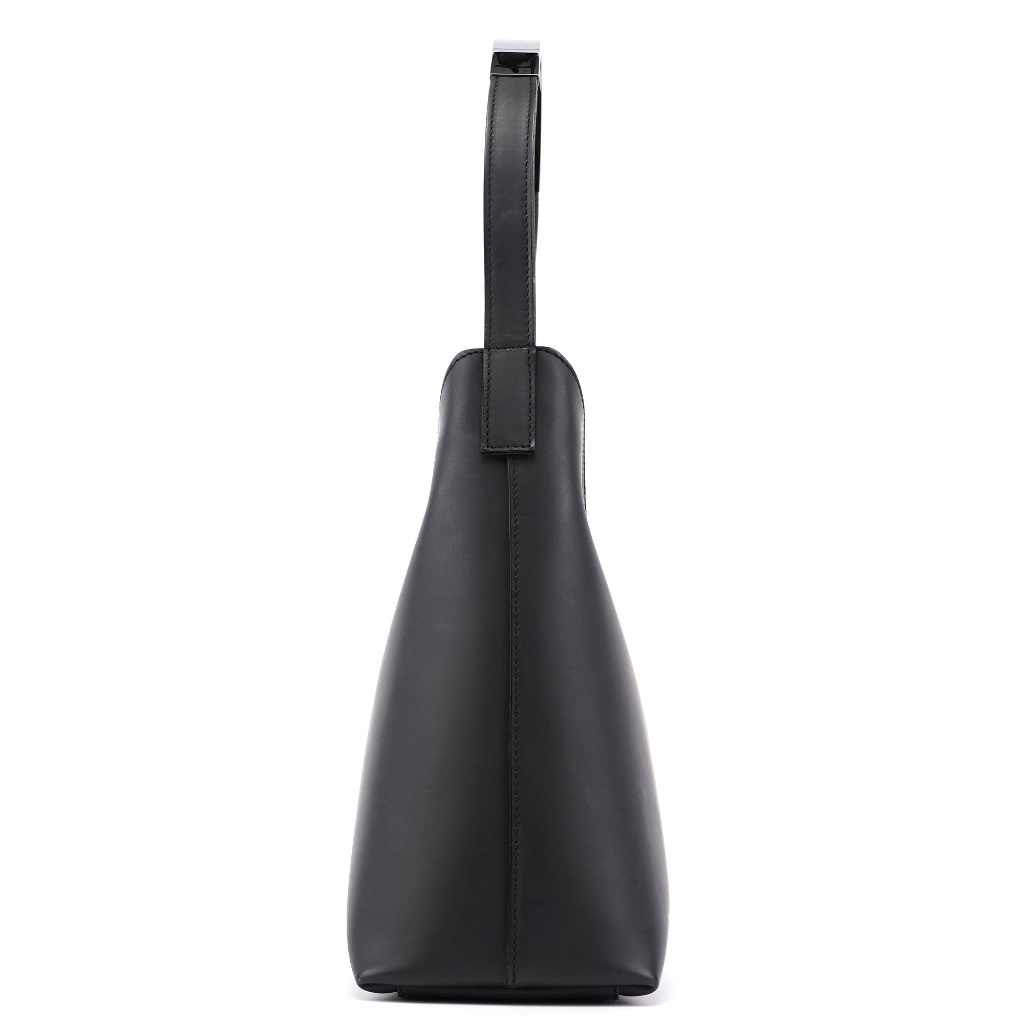 001 3778 Black Leather Hobo Shoulder Bag
