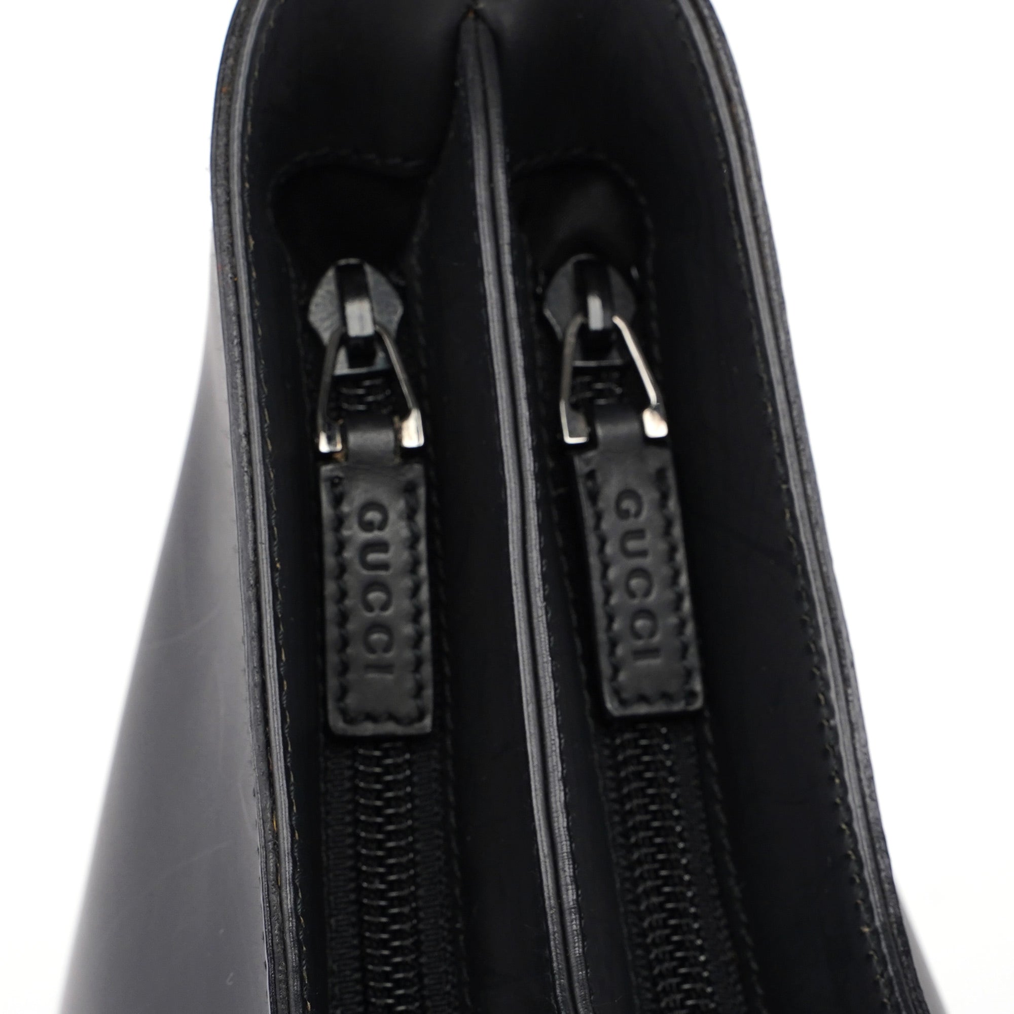 001 3778 Black Leather Hobo Shoulder Bag