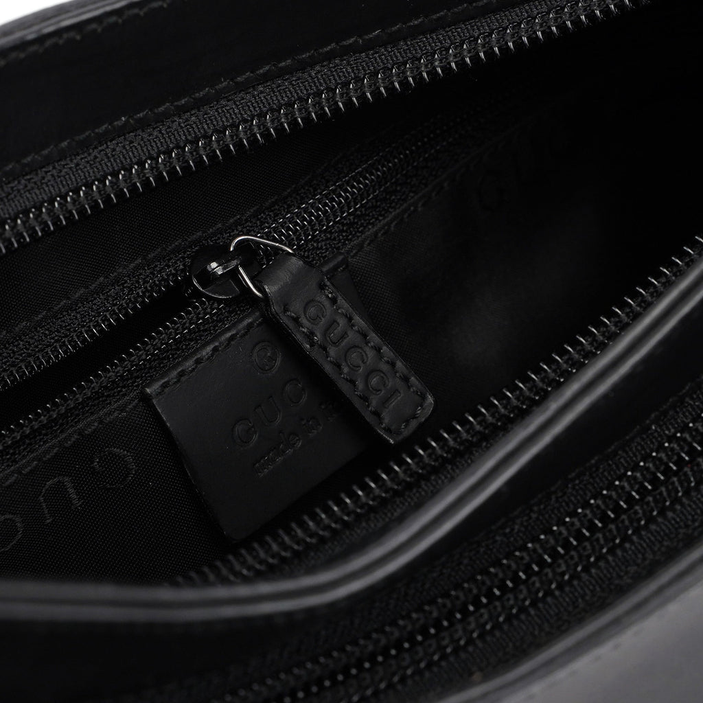 001 3778 Black Leather Hobo Shoulder Bag