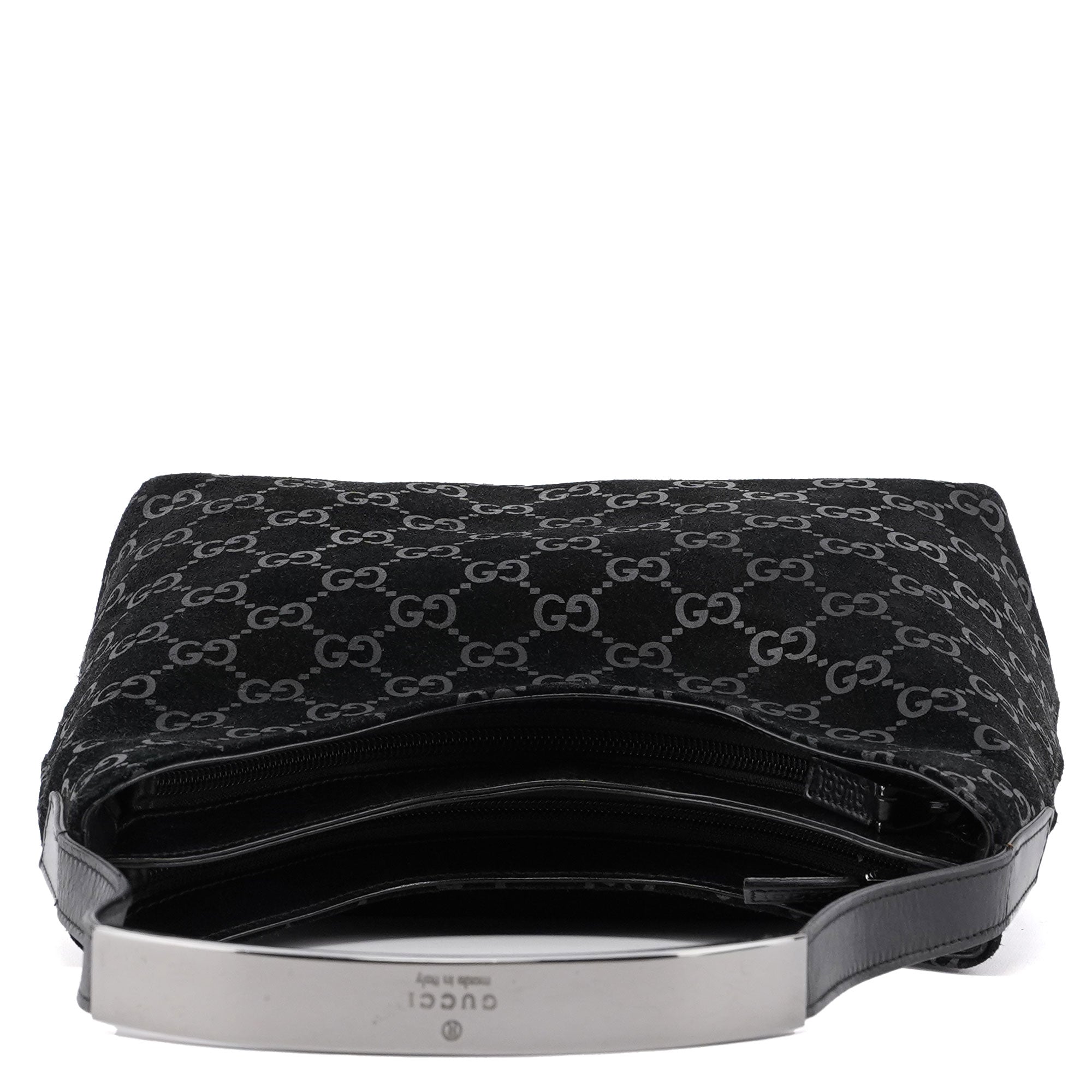 001 3778 Black Suede GG Shoulder Bag