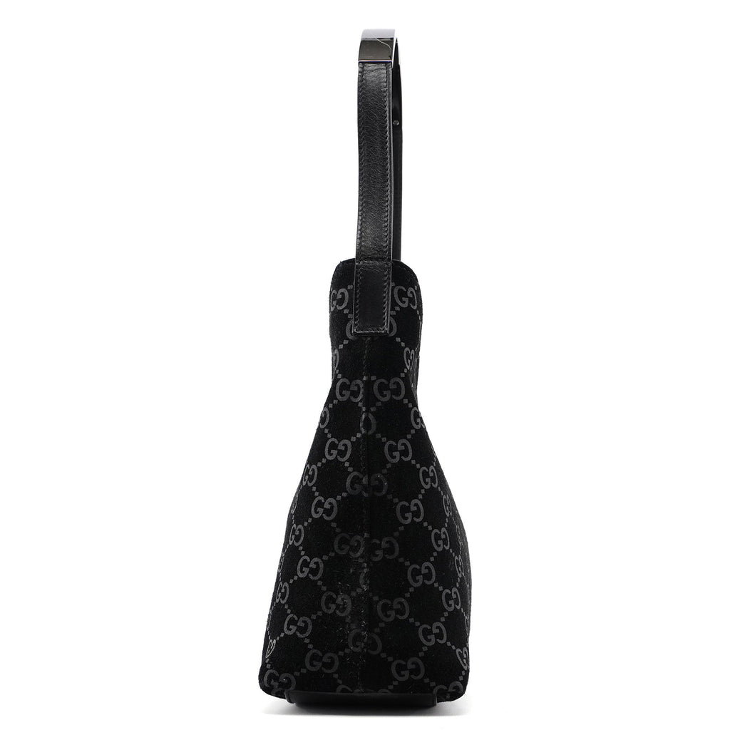 001 3778 Black Suede GG Shoulder Bag