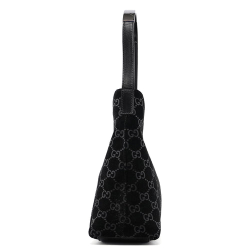 001 3778 Black Suede GG Shoulder Bag