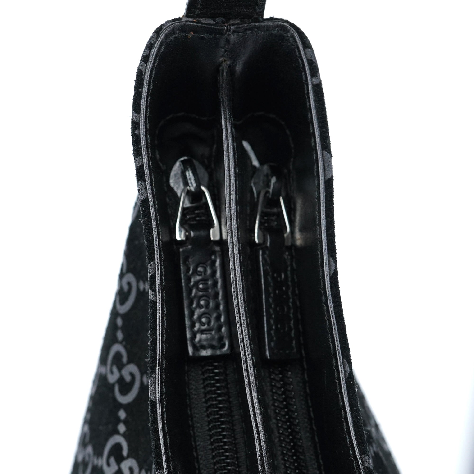 001 3778 Black Suede GG Shoulder Bag
