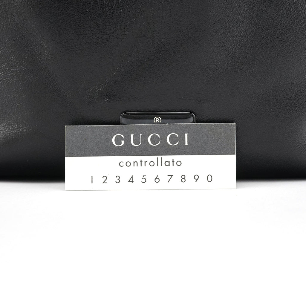 001 3789 Black Calfskin Leather Pouch Bag