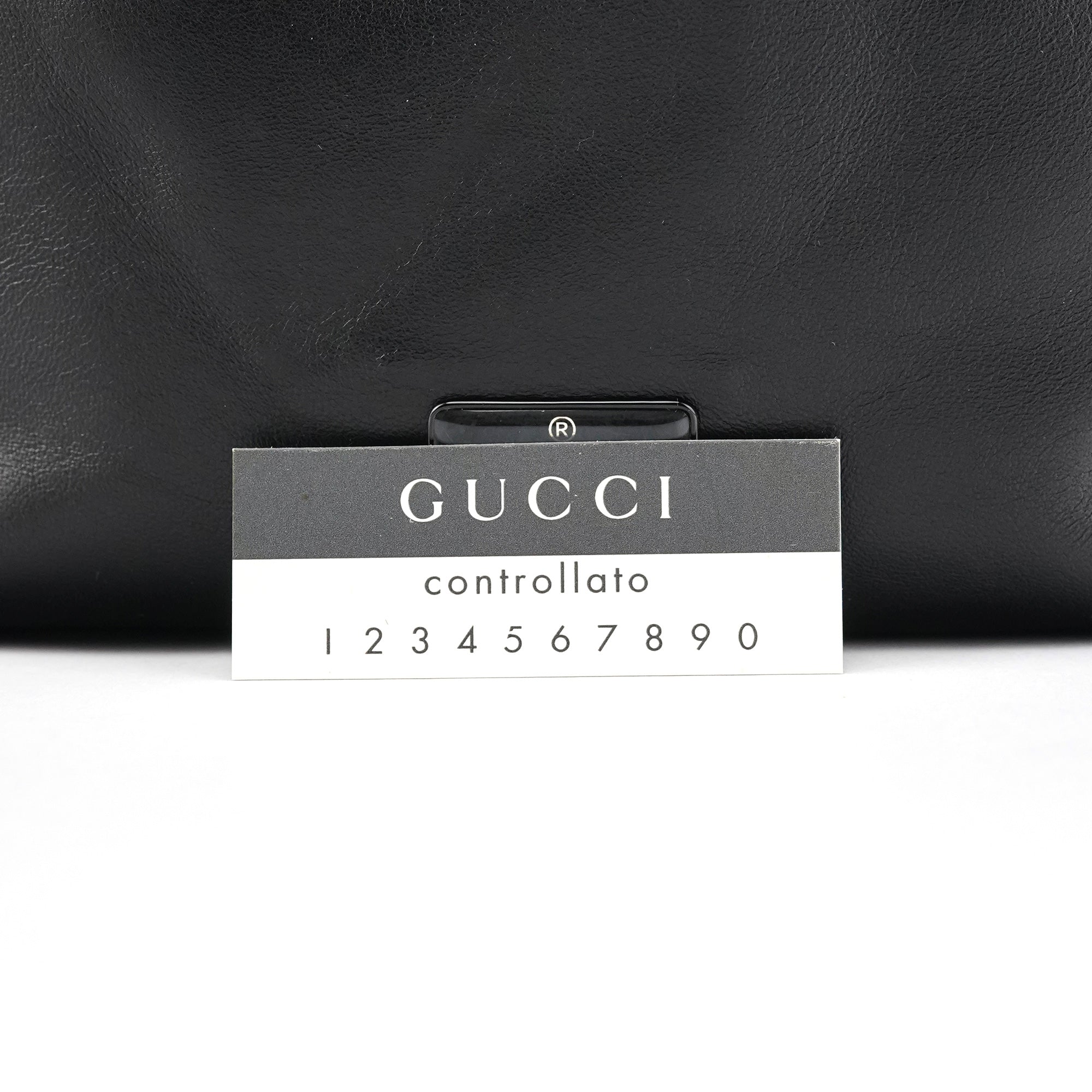 001 3789 Black Calfskin Leather Pouch Bag