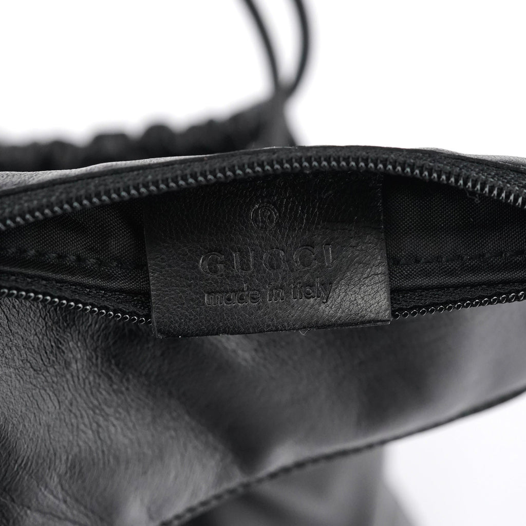 001 3789 Black Calfskin Leather Pouch Bag
