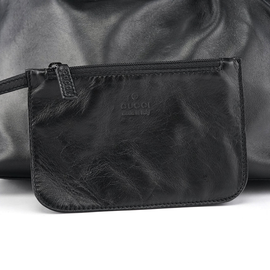 001 3789 Black Calfskin Leather Pouch Bag