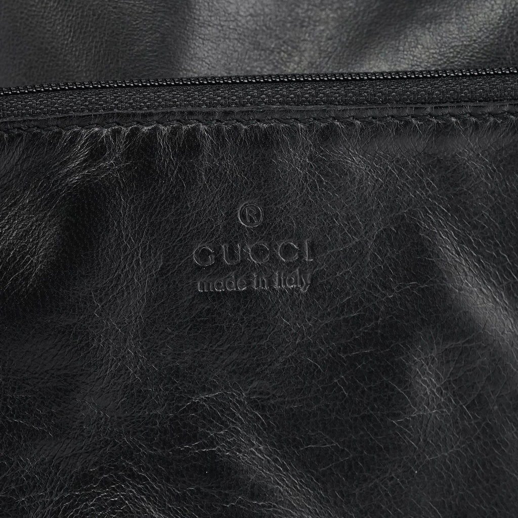 001 3789 Black Calfskin Leather Pouch Bag