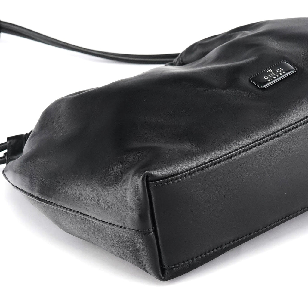 001 3789 Black Calfskin Leather Pouch Bag