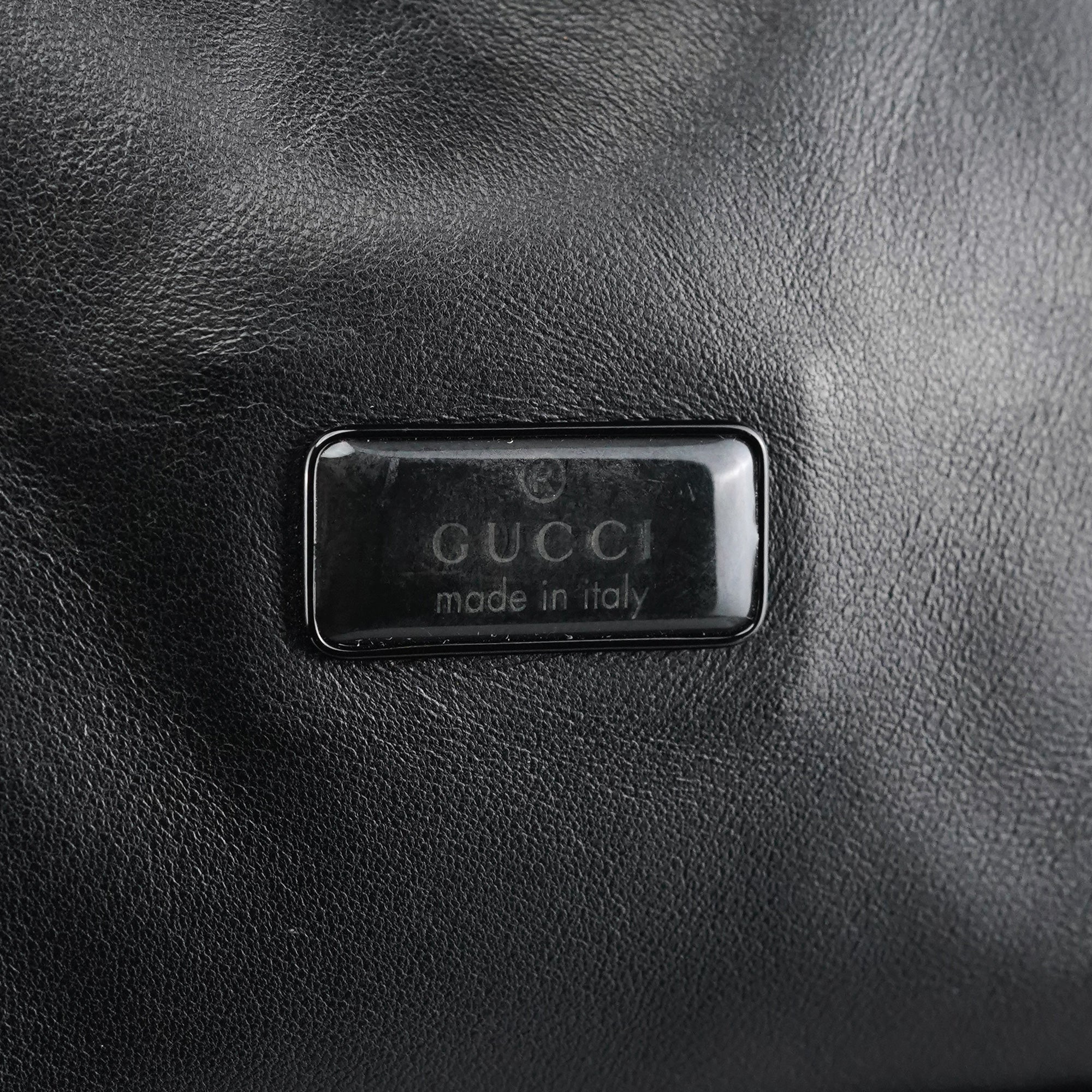 001 3789 Black Calfskin Leather Pouch Bag