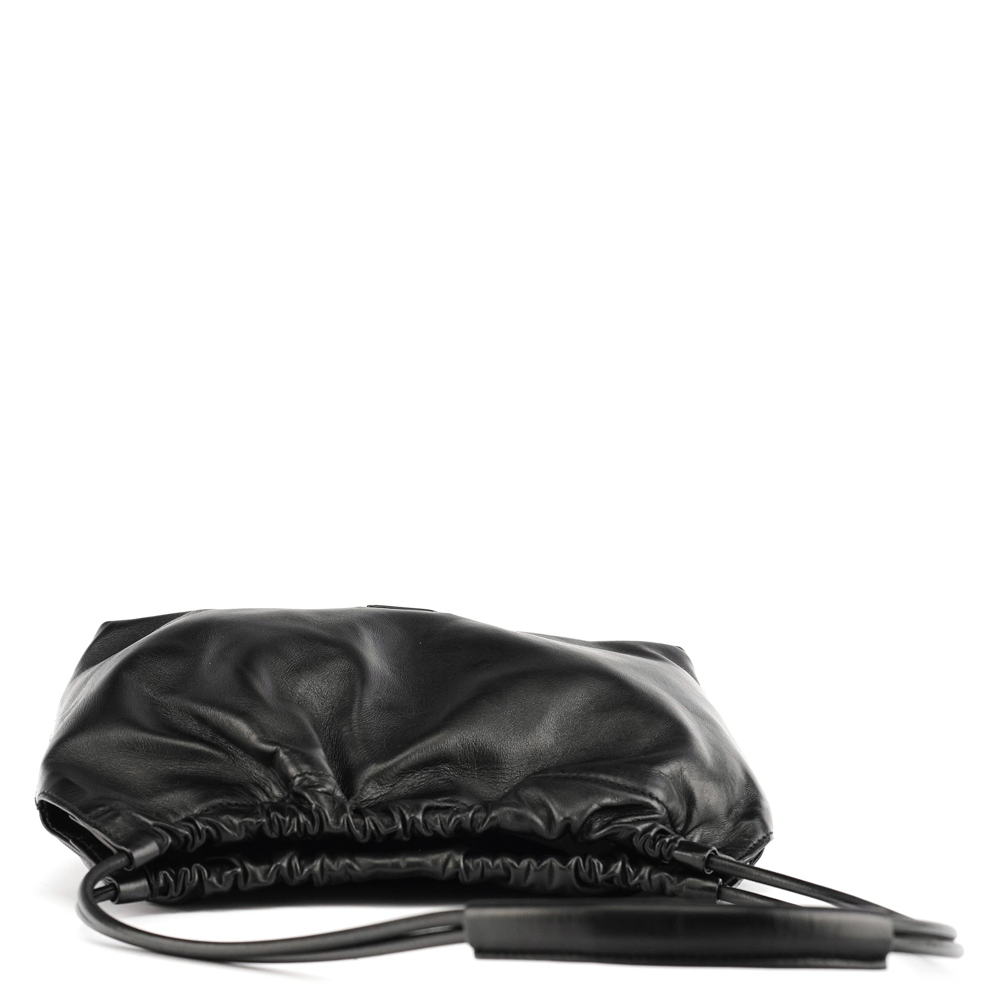 001 3789 Black Calfskin Leather Pouch Bag