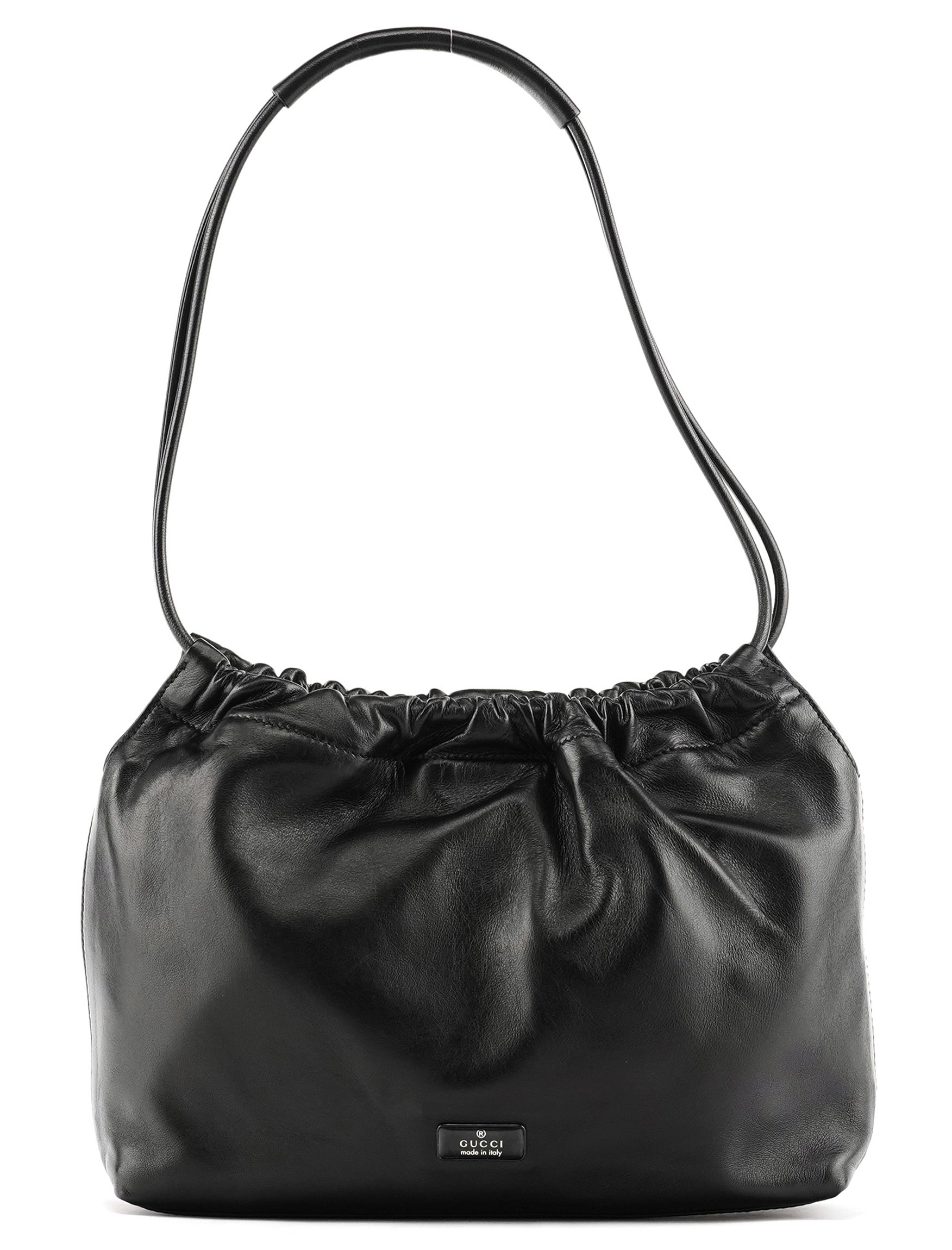 001 3789 Black Calfskin Leather Pouch Bag