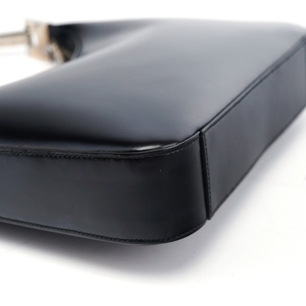 001 3812 Black Calfskin Hobo Shoulder Bag