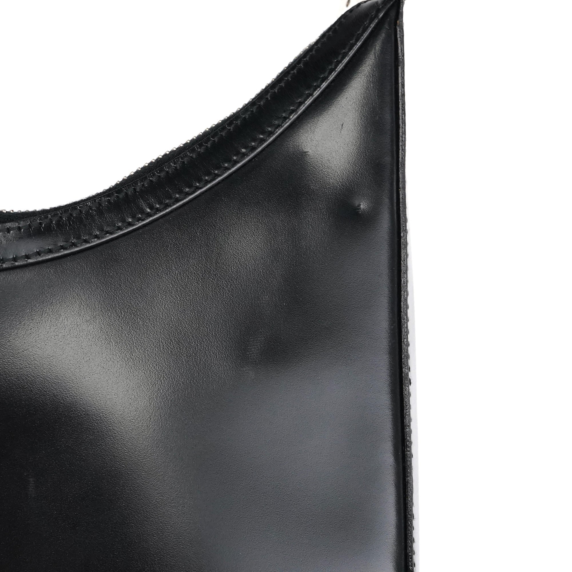 001 3812 Black Leather Shoulder Bag