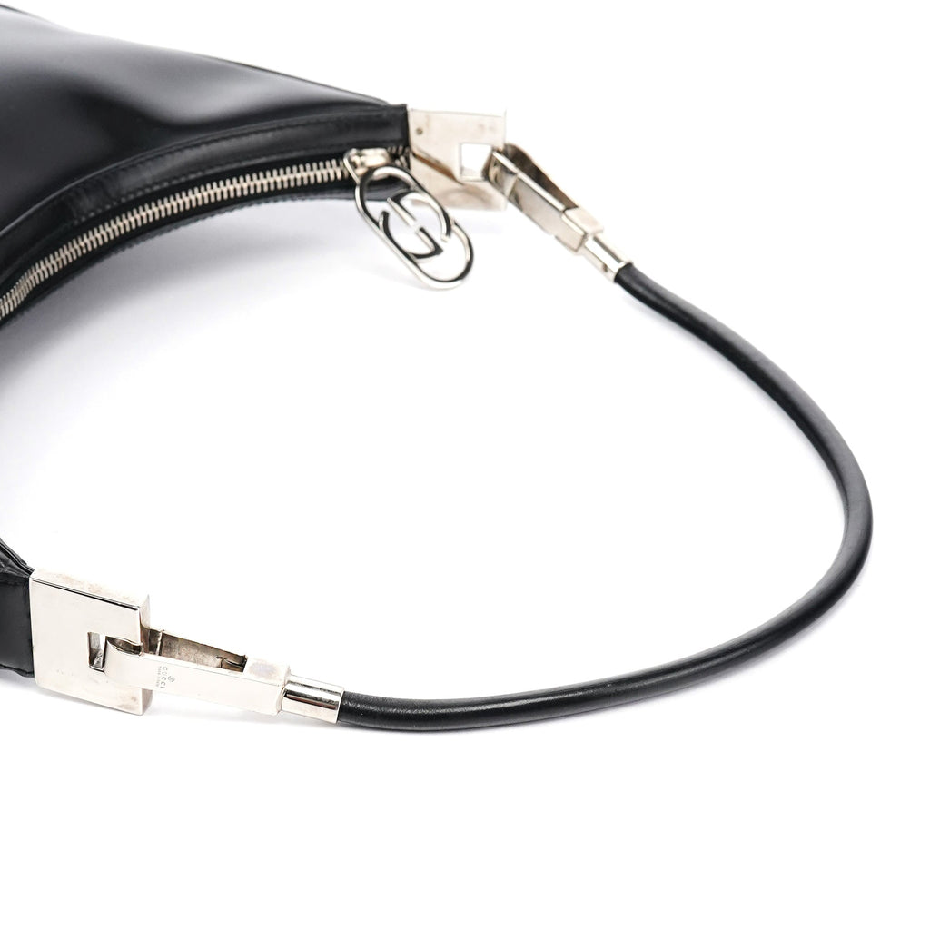 001 3812 Black Leather Shoulder Bag