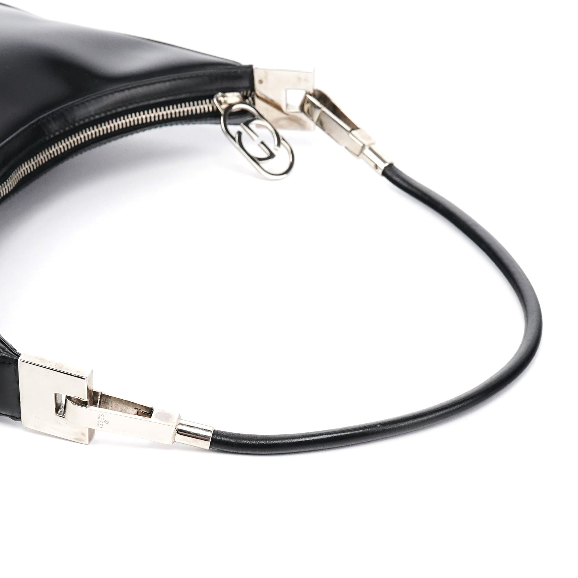 001 3812 Black Leather Shoulder Bag
