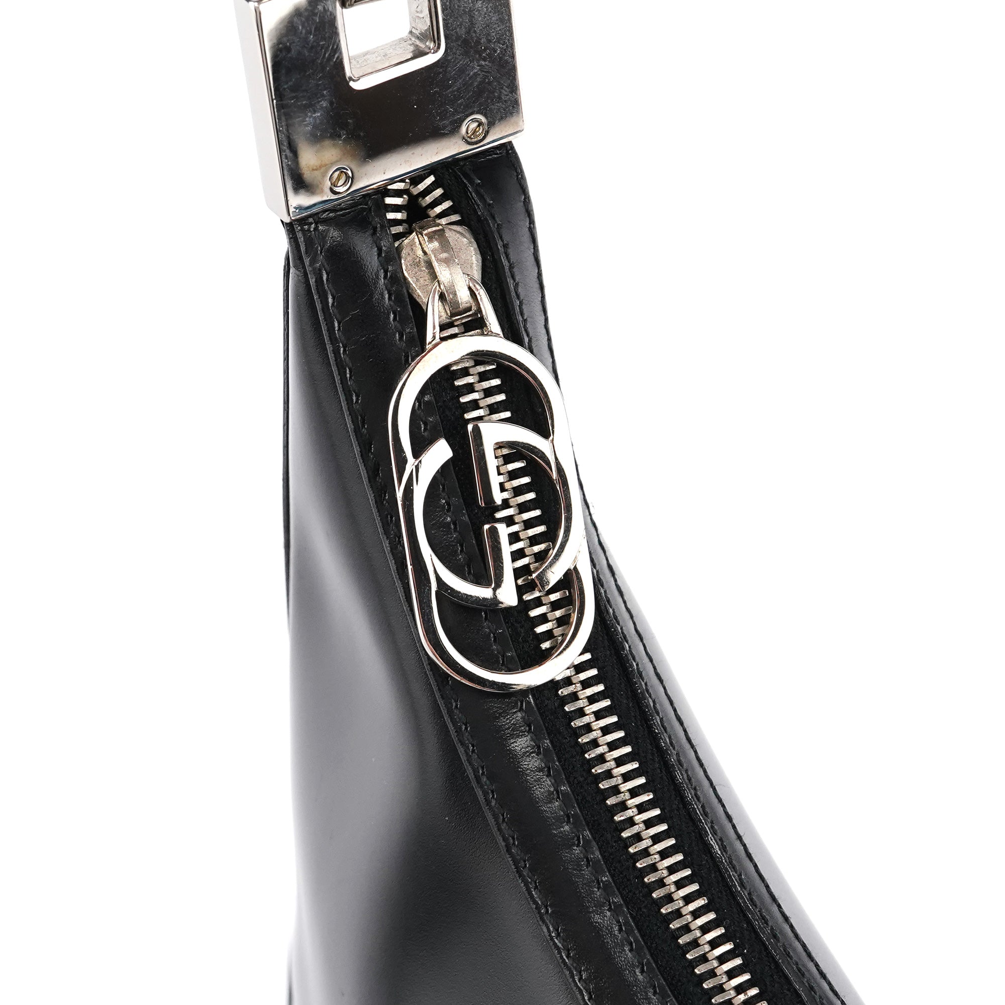 001 3812 Black Leather Shoulder Bag