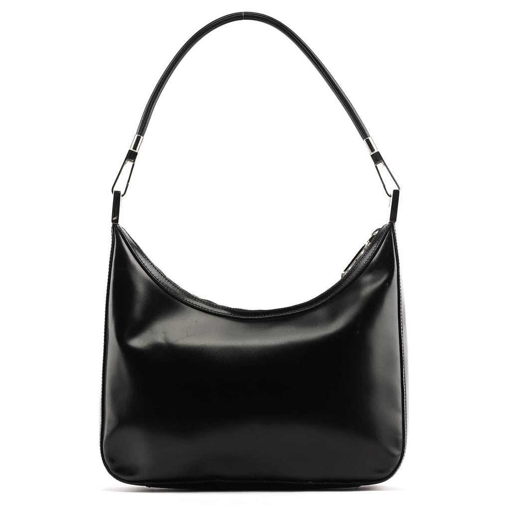 001 3812 Black Leather Shoulder Bag
